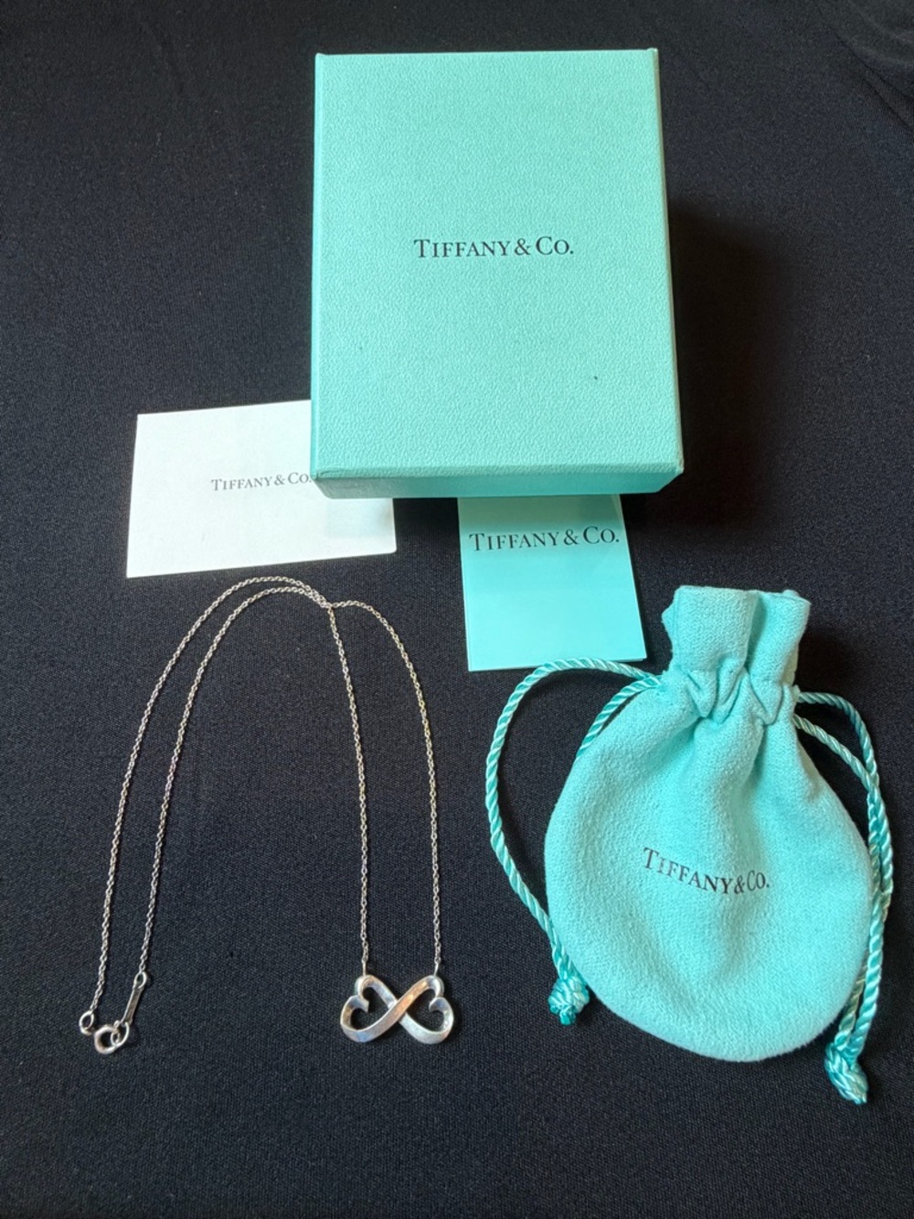 Tiffany & Co. Paloma Picasso Double Heart Infinity Sterling Pendant Necklace